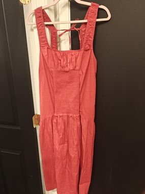Anthropologie Red Smocked Dress